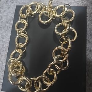 J. Crew Gold Statement Necklace Gold Hoop Heavy